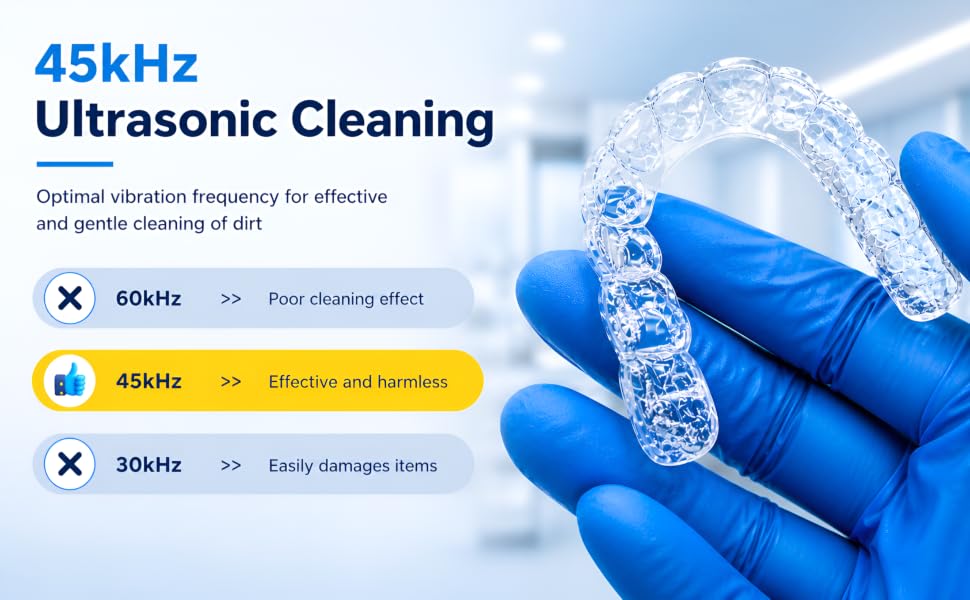Ultrasonic Retainer Cleaner Machine for deep cleaning of retainers denture aligners mouth guard