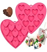 MarStore Heart Shaped Cake Pans for Baking, Large 2 Inches Heart Molds, 10 Cavities Suitable for ...