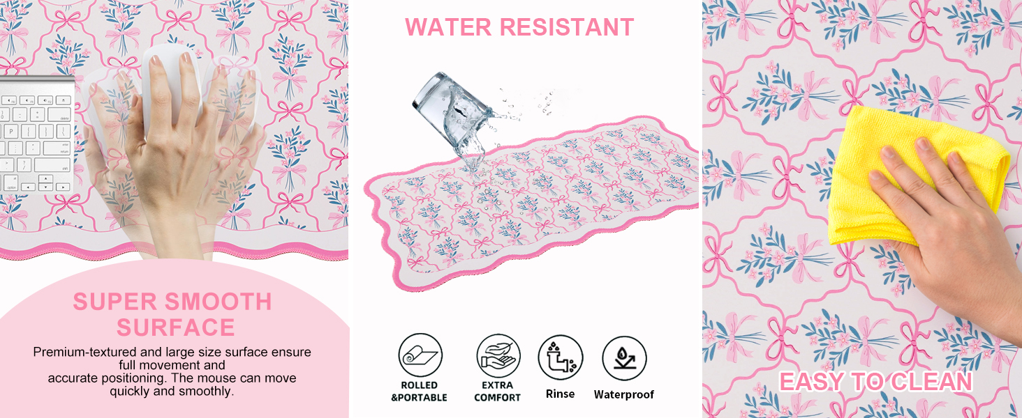 pink bow desk pad mat