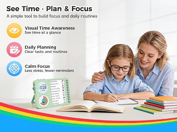 3 in 1 Visual Timer ADHD Tool Kids Adults Task Schedule Chore Planning Board Home green