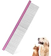 HOP Purple Large Pet Stainless Steel Comb for Dogs&Cats 7.44in/18.9cm | 2-in-1 Fine&Wide Tooth,De...