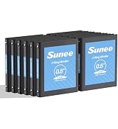 SUNEE 3 Ring Binders 1/2 Inch 12 Pack, Clear View Three Ring PVC-Free (Fit 8.5x11 Inches) for Sch...