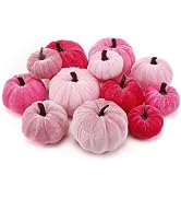 Bigmeta Fall Velvet Pink Pumpkins Halloween Decor- 3 Sizes Small Pumpkin Gifts for Autumn Farmhou...