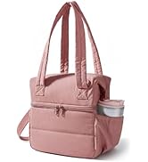 BAGSMART Double Deck Lunch Bag Women, Insulated Reusable Lunch Box, Quilted Puffer Lunch Tote wit...