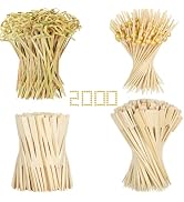 2000PCS Cocktail Picks Kit, 4 Styles Fancy Toothpicks for Appetizers, 3 Sizes Long Bamboo Skewers...