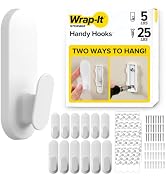 Wrap-It Storage Handy Hooks - The Ian Assorted 12 Pack (White) | Dual Option Wall Mount or Remova...