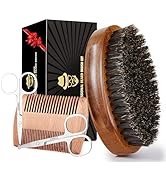 Boar Bristle Beard Brush for Men, Beards and Mustaches Grooming Set Including 100% Pure Boar Bris...