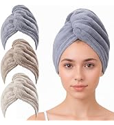 HFZRZFH Hair Towel Wrap for Women - 3 Pack Plush Yarn Turbo Twist Hair Towels, Highly Absorbent T...