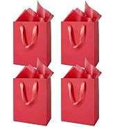MOXARYSU 4 Pcs Medium Red Gift Bags: 8x5x10 Inches Gift bags With Handles Party Favor Bags With 8...
