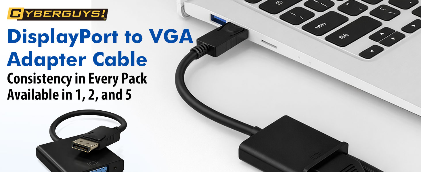 DisplayPort (DP) to VGA Cable Adapter,1080P DP Male to VGA Female Converter Monitor Projector HDTV