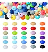 NUKAYAI 200Pcs Silicone Lentil Beads, 30 Colors 12mm Silicone Abacus Beads for Keychain Making Fo...