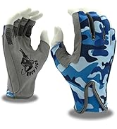 Cordova Rock Fish FP2000B Blue Camo Fishing Gloves with Standard Wrist and Synthetic Leather Palm...