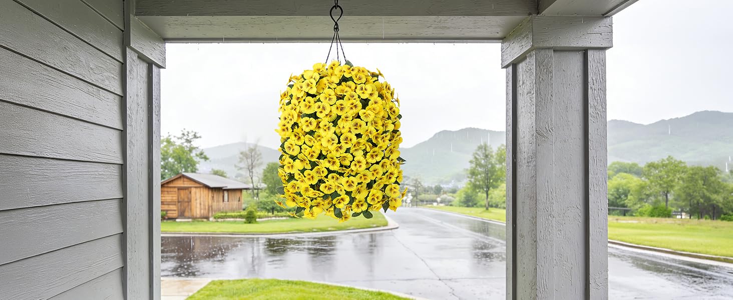 yellow faux flowers for outdoor planters