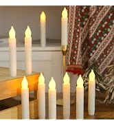 Lezonic Flameless Battery Operated Candlesticks Flickering, 12Pcs White LED Battery Christmas Win...
