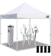 Eurmax USA 10'x10' Ez Pop Up Canopy Tent Commercial Instant Canopies with Heavy Duty Roller Bag,B...