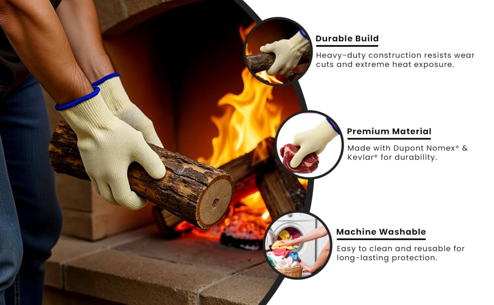 Heat resistant gloves BBQ gloves Grilling gloves Oven mitts Cooking gloves Fireplace gloves
