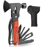 Camping Accessories Multitool, Wood Handle Multi-Tool Hatchet Hammer,Stocking Stuffers for Men Gi...
