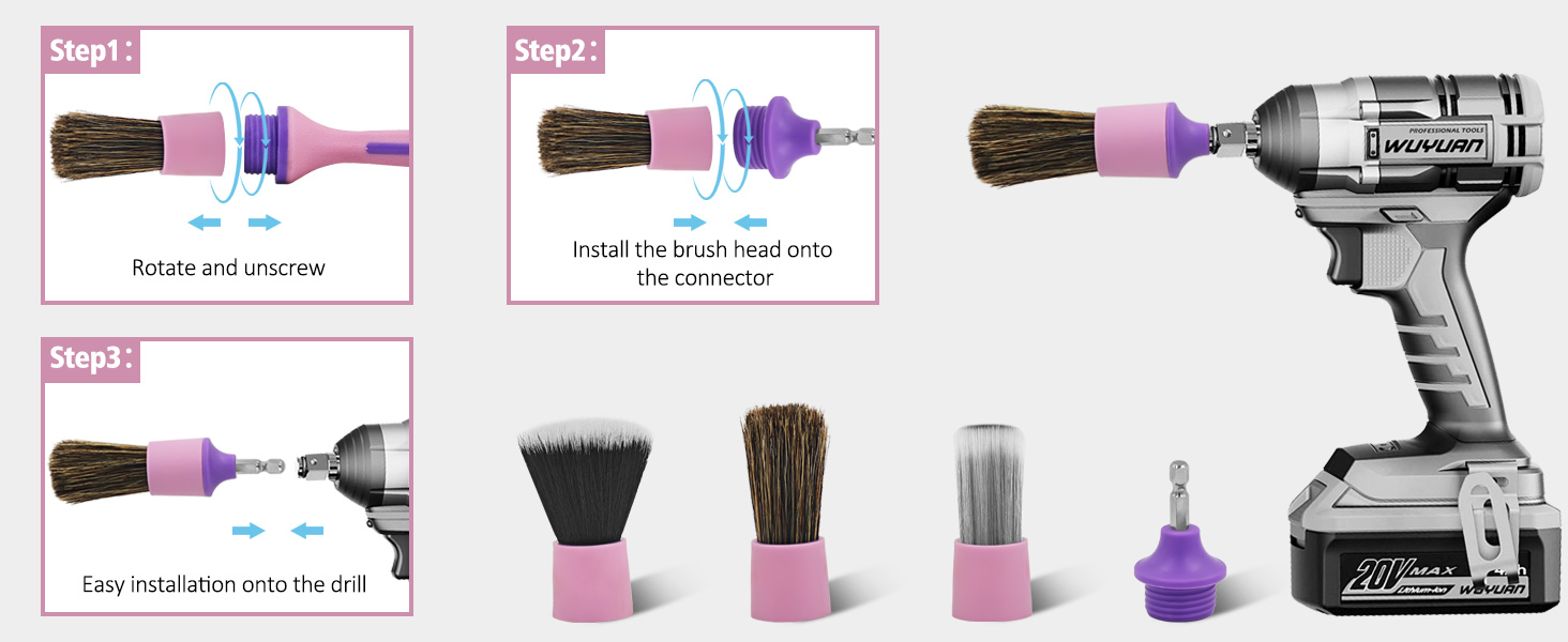 Car Detail Drill Brush Set