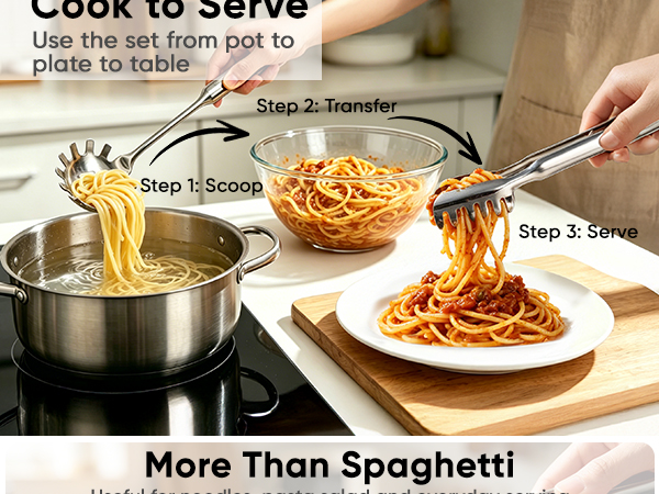 RENEW Pasta tongs&spoon A+S3