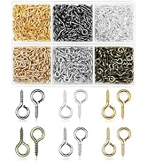 FIVEIZERO 840Pcs Small Screw Eye Pins for Jewelry Making, Tiny Eye Hooks with 6 Colors, Mini Eyel...