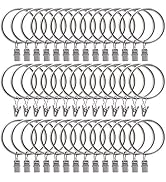 Rustproof Drapery Matte Stainless Steel Metal Curtain Rings with Clips (Mist Silver, 1.5''-44Pack)
