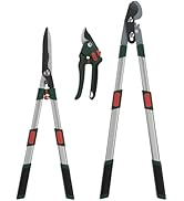 GARTOL 3-Piece Garden Tool Set - Bypass Lopper, Hedge Shears, Pruning Shears with Telescopic Alum...