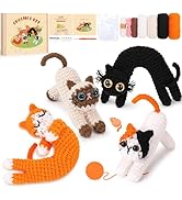 Crochet Kit for Beginners - 4 PCs Cat Crochet Kits with Step-by-Step Video Tutorials, Beginner Cr...
