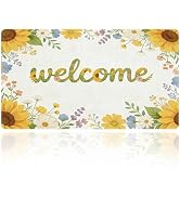 Floral Welcome Door Mat Indoor 30"X17" Non Slip Spring Summer Entryway Rug Flower Decorative Door...