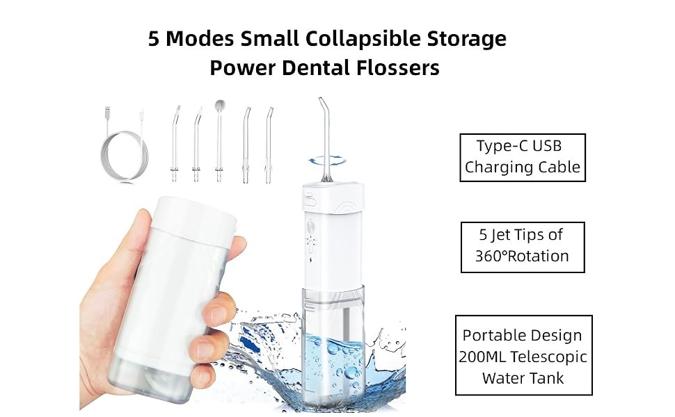 Portable Collapsible Storage 5 Modes Dental Oral Irrigator