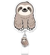 Cute Sloth Badge Reel, RN Badge Buddy, Funny Sloth ID Work Badge Holder with Retractable Alligato...
