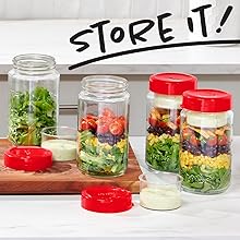 Pyrex containers on a counter