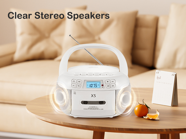 cd cassette tape player with stereo speakers