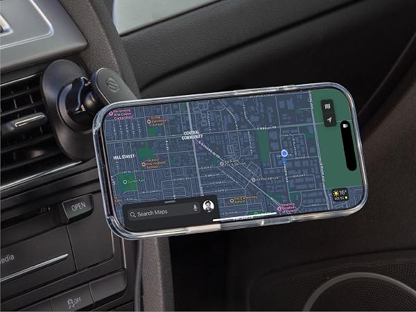 Vent phone mount for car with a swing arm magnetic phone holder for car positioned beside the vent