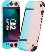 RHOTALL Pink Blue Dockable Case for Nintendo Switch 2 2025,Cute Hard Protective PC Shell Case,Sli...