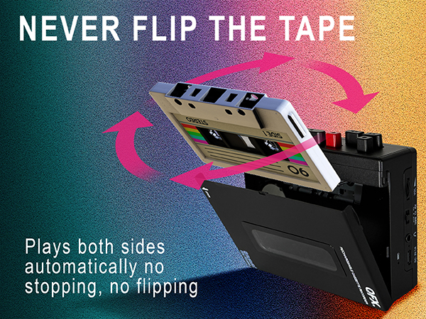 Never flip the tape graphic. Play both sides automatically no stopping