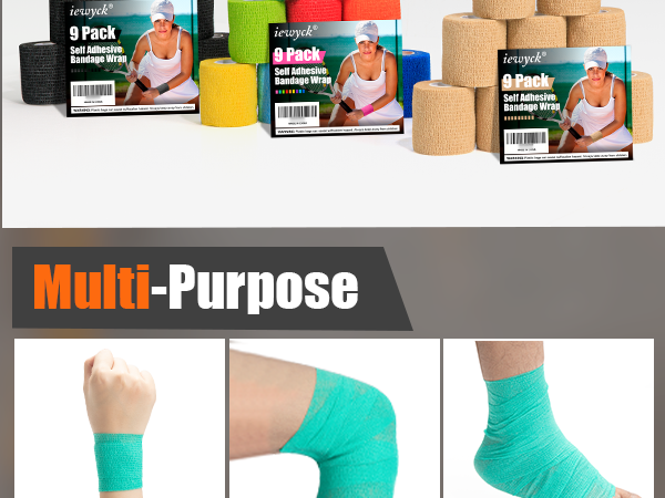 Upgraded 9-Pack Self Adhesive Bandage Wrap