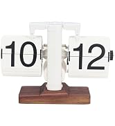 Flip Desk Clock, Retro Flip Down Clock, 24H Automatic Page Turning Clock, Retro Vintage Design Au...