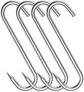 NACETURE 4 Pack S Meat Hooks for Butchering – 10mm 8 inch Premium Stainless Steel Butcher Hanging...