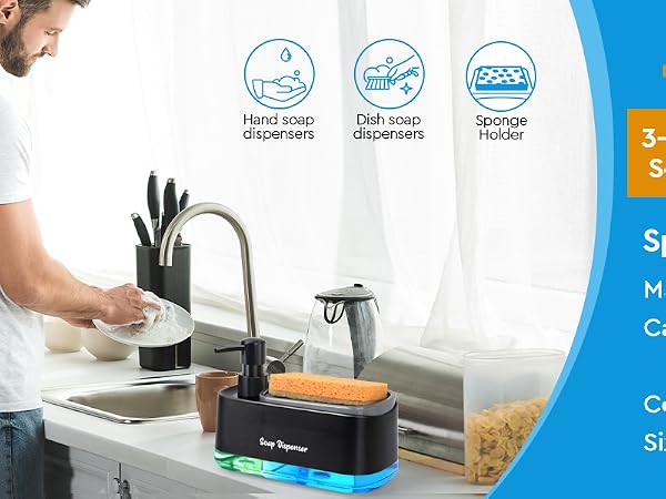 kitchen soap dispenser with sponge holder