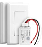 Suraielec Wireless Light Switch and Receiver Kit, 15A High Power, No Wiring, 100ft RF Range, Prog...