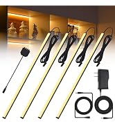 JUSJUBR Black Display Shelf Lighting, 4 Pack x12 Inch Display Lights for Display Case, LED Displa...