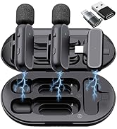 2 Pack Professional Wireless Lavalier Microphone for Android, iPhone iPad with Adapter Included N...