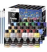 Acrylic Paint Set 2 oz with 3 brushes, 24 Colors Acrylic Paints for Craft Paint set, Non Toxic Ac...
