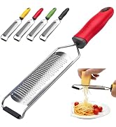 Cheese Grater Handheld & Lemon Zester with Handle, Stainless Steel Citrus Zester for Parmesan Gar...