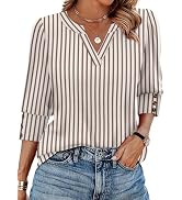 WIHOLL 3/4 Length Sleeve Womens Tops with Button Cuffs Dressy Casual V Neck Summer Outfits Early ...