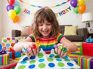 PASEMM 100Pcs Gem Rings Toys for Kids