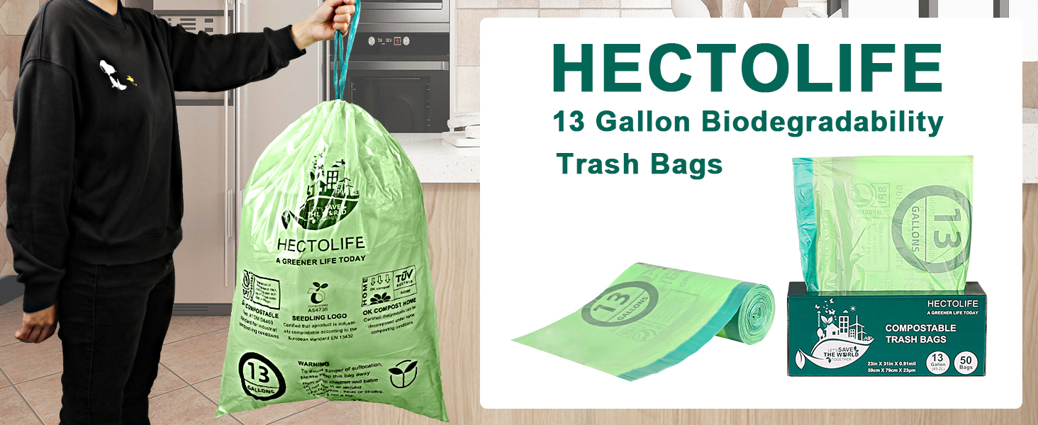 Compostable Trash Bags with Drawstring