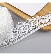ZNZAKKA White Venice Lace Trim 7 Yards Scalloped Embroidery Flower Lace Ribbon for Crafts, Dress,...