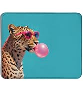 XUNLURY Funny Blue Leopard Animals Mouse Pad, Pink Bubble Gum Leopard Mouse Pads for Wireless Mou...