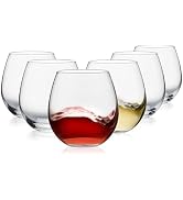 Stemless Wine Glasses Set of 6, 15oz Red & White Wine Glasses for Daily Use, Wedding, Birthdays, ...